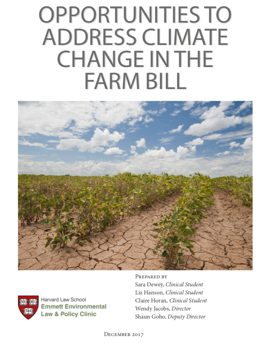 Opportunities to Address Climate Change in the Farm Bill